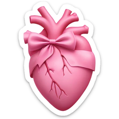 Pink anatomical heart pastel pink with pink bow tie on top sticker