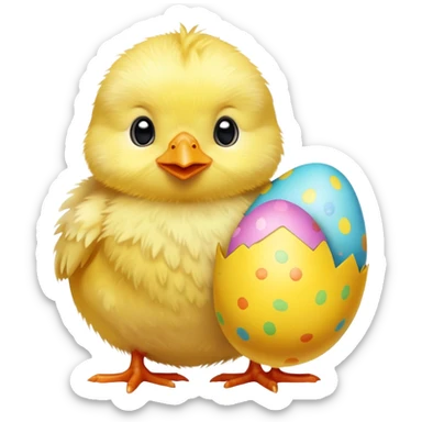 Baby chick and Easter eggs sticker