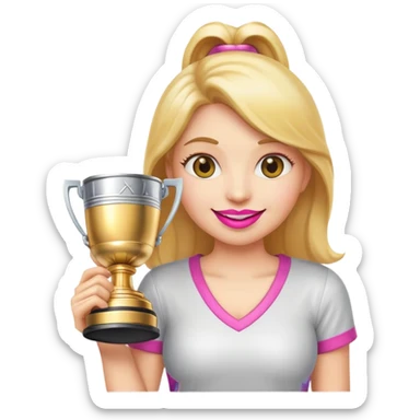 happy emoji with pink lip gloss holding a Stanley cup sticker