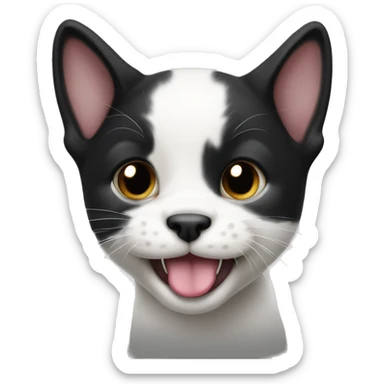 Black and white cat puppy with his tongue out sticker
