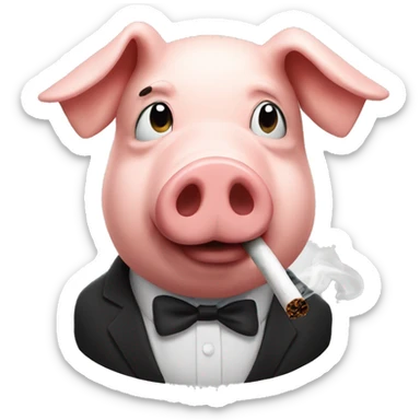 smoking pig  sticker