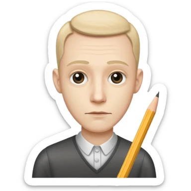 a very thin man next to a pencil sticker