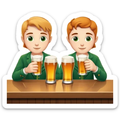 Irish twins sitting at a bar drinking beer sticker