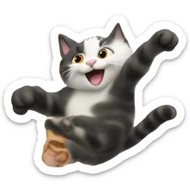 cat jumping off a building  sticker