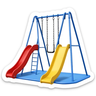 playground with one yellow slide, one blue swing, red frame, no trees sticker