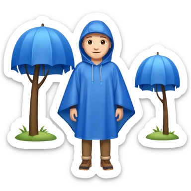 rain poncho blue sticker