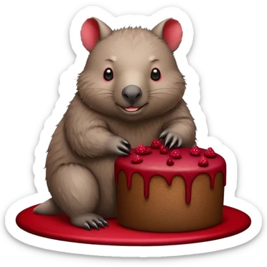 Wombat with red velvet cake sticker