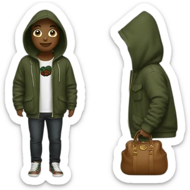 hooded with a Gucci bag sticker