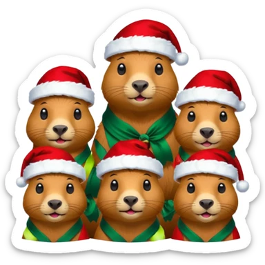 Capybara con gorrito de navidad con un montón de poses para paquete de sticker de WhatsApp  sticker