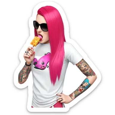 girl with popsicle and tattoos sticker