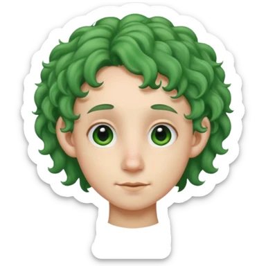 green curly  haired  big head accessory big nose mid size ear young sticker