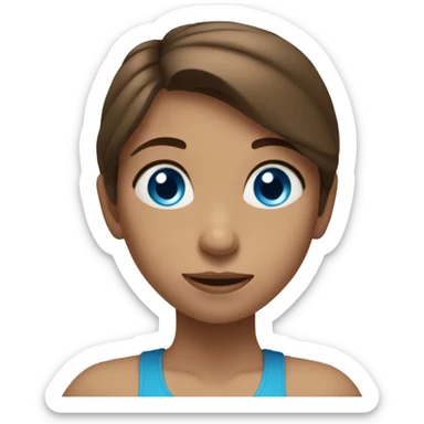 Girl lifting weights, brown hair and bright blue eyes  sticker