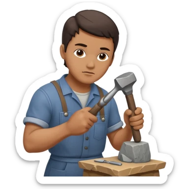 a sculptor during sculpting rock sticker