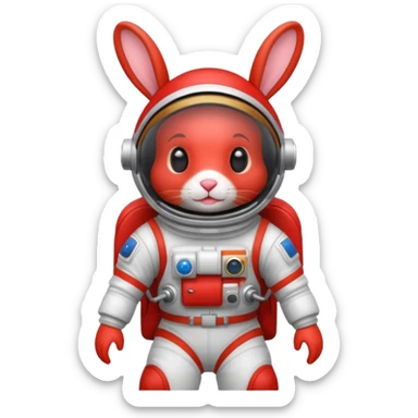 red rabbit with astronaut costume sticker