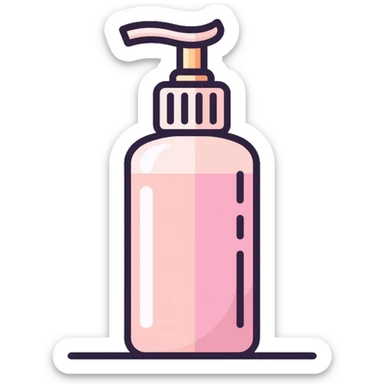 Facial cleanser pump bottle, minimalist, rounded, soft pastel colors, SOS skin care sticker