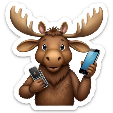 Moose with phone sticker