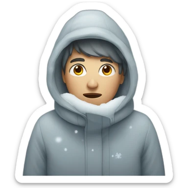 person who is cold with snow  sticker