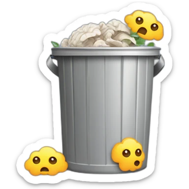 a trash can with a brain instead of a lid sticker