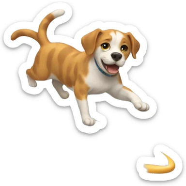 Cat surfing with dog sticker