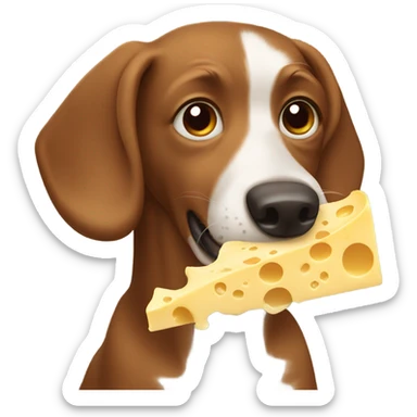 Brown dog eat cheese  sticker