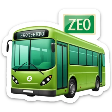 green electric bus with prominent zero euro banknote sticker