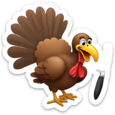 turkey running away from a large knife sticker
