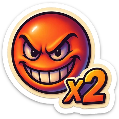 grin EVIL LOOk , Make it say "X2"" sticker