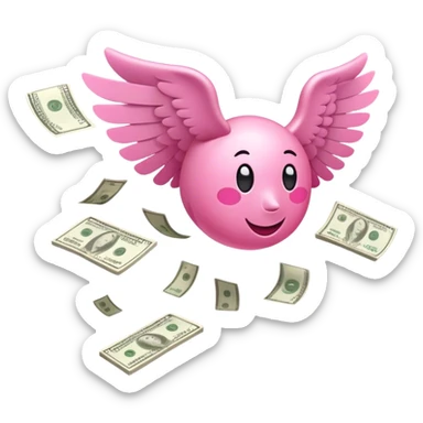 pink money flying  sticker