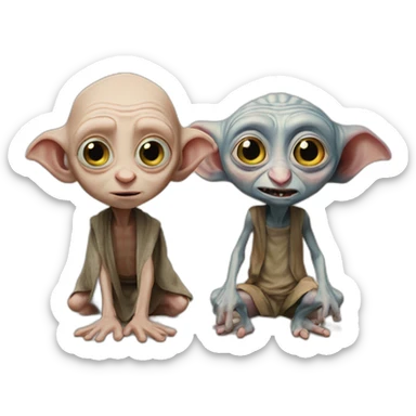 Dobby and gollum side to side sticker