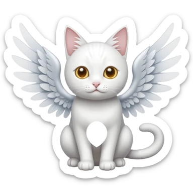 white cat with wings sticker