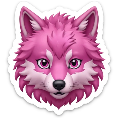 pink wolf head sticker