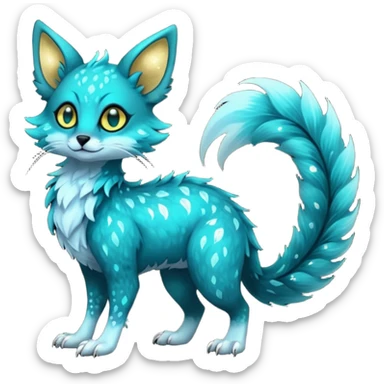 Feral Rare Fantasy Dark gothic spooky  sparkly shiny Vernid-Trico-species by LiLaiRa, random markings, tufted tail, tufted ears, full body sticker