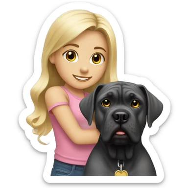Little blonde girl with cane corso sticker