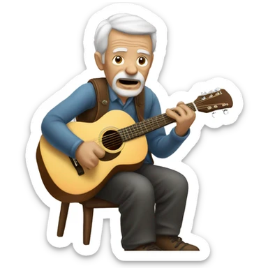 Old Man playing acoustic guitar  sticker