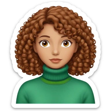 Lady with brown curly hair wearing a Turtleneck sweater sticker