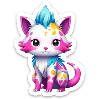 an edgy cute kawaii vernid-fionbri with colorful splash patterns full body sticker
