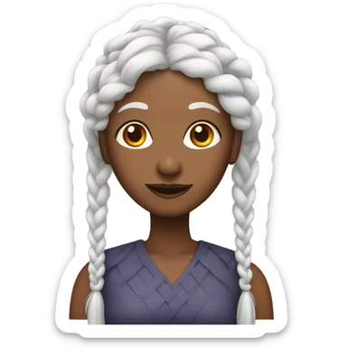 older black lady with long white braids sticker
