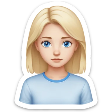 light gentle 20 year old girl in a shirt, light hair, blue eyes sticker