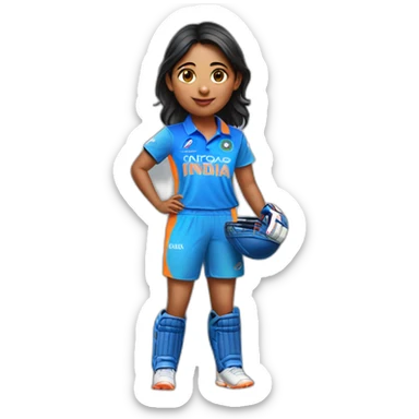 A girl wearing India jersey cricket sticker