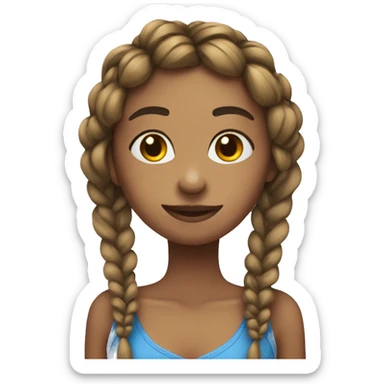 Chica con trenzas y corazones azules  sticker