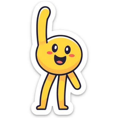 Awkward iOS style emoji holding hand up with a squiggly mouth sticker
