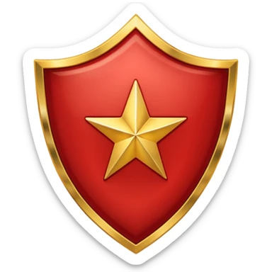 Crimson red shield with star sticker