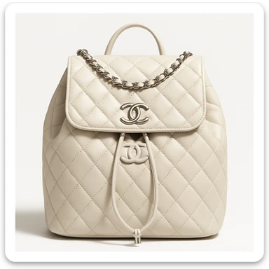 Chanel Urban Backpack, luxury designer bag, quilted leather, iconic CC logo, modern and chic, fashion accessory, white background sticker