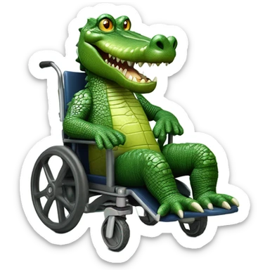 A crocodile combined with a pickle in a wheelchair sticker