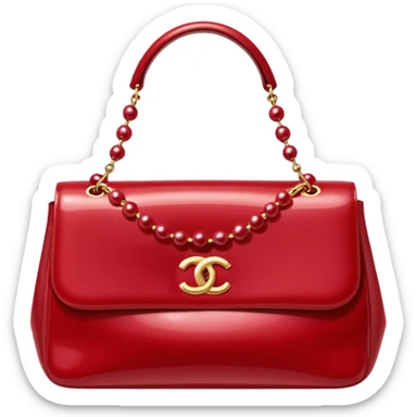 chanel red pearl bag gold hardware sticker