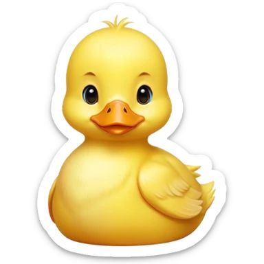 Cinematic Noble Yellow Baby Duck Portrait Emoji, Poised and regal, with a tiny, delicate build and a vibrant, well-groomed bright yellow downy coat, deep-set soulful bright eyes, Simplified yet sharp and sophisticated features, highly detailed, glowing with a soft, dignified glow, high shine, intelligent and charming, stylized with an air of youthful elegance, focused and attentive, soft glowing outline, capturing the essence of a watchful and confident little duckling, so majestic it feels as though it could peep out of the screen with effortless authority! sticker
