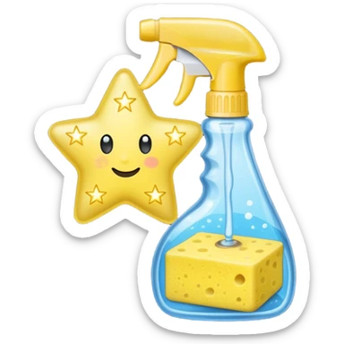 CLEANING_PRODUCTS
A cleaning set: a spray bottle with a sparkling star and a small sponge outline. sticker
