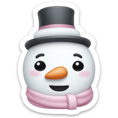 Cute white and light pink snowman sticker