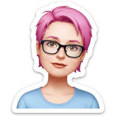 female, light blue shirt, short light-brown hair sticker