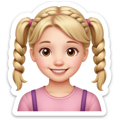 cute smiling girl with pigtails and rosy cheeks sticker